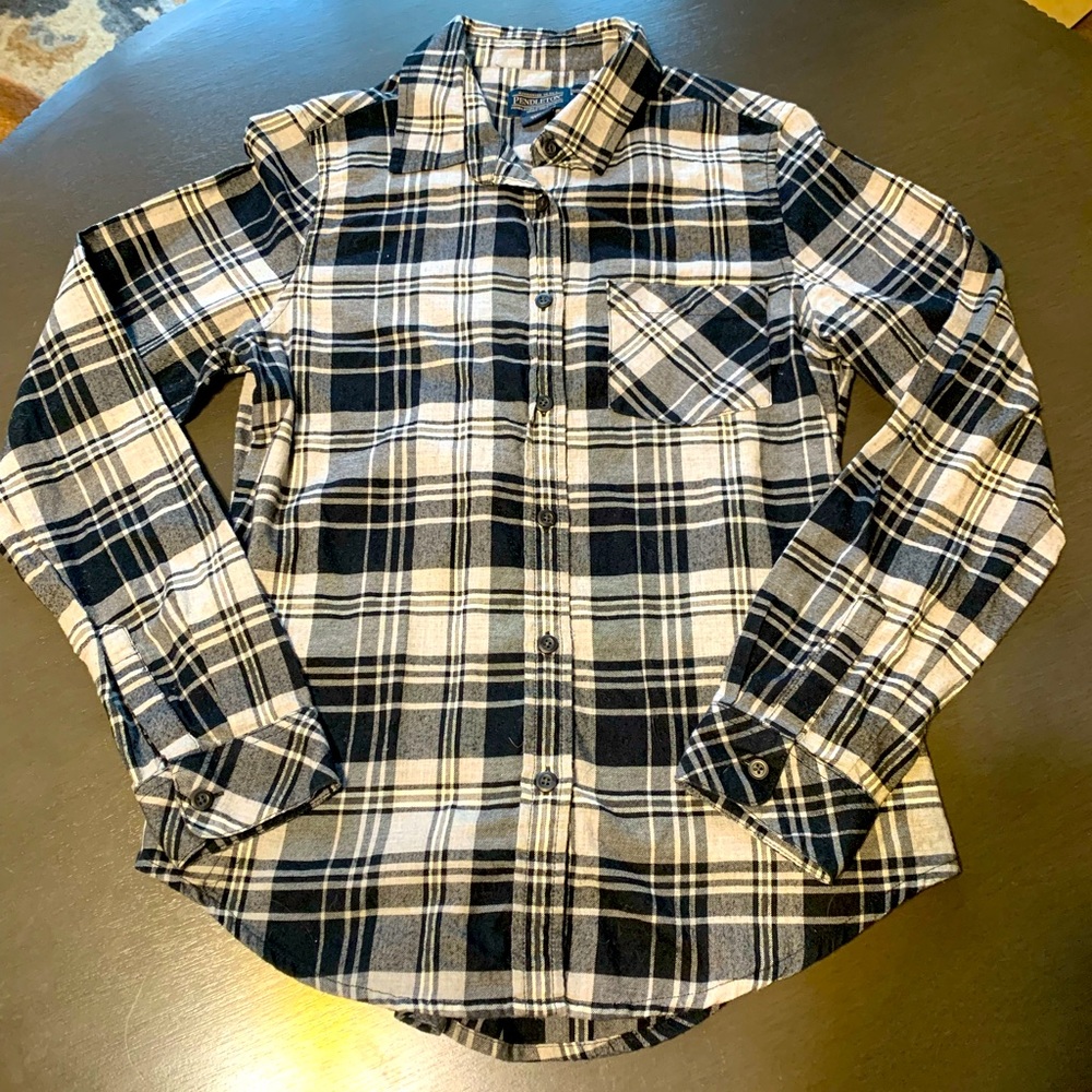 Pendleton Wool Button Up Grey And Black Plaid, Wo… - image 1